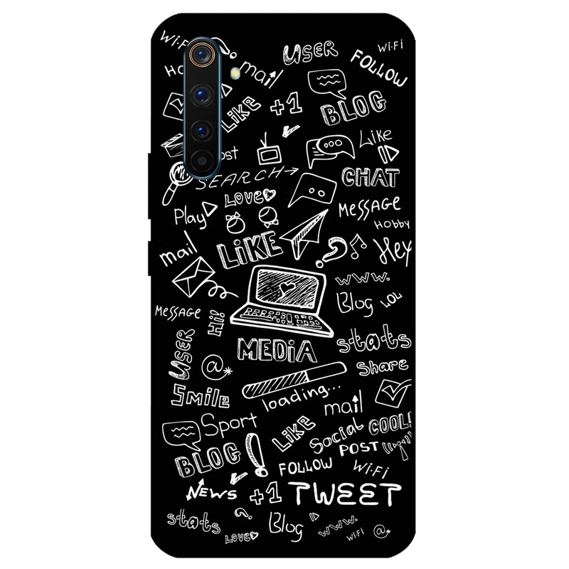 کاور مگافون طرح رسانه های اجتماعی مدل 1898 مناسب برای گوشی موبایل ریلمی 6 Pro    