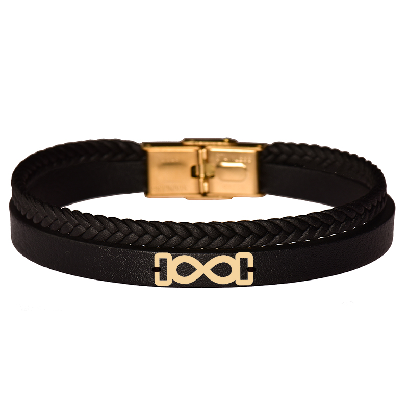  دستبند طلا 18 عیار مردانه کرابو طرح بینهایت مدل Kr102327