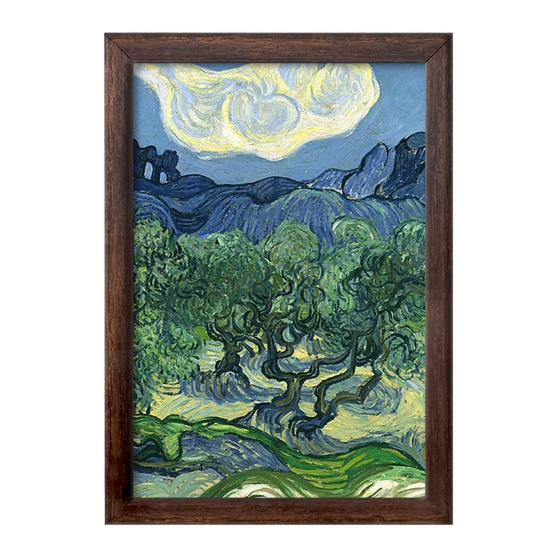 تابلو خندالو طرح نقاشی درختان زیتون اثر ونسان ونگوگ کد 25466