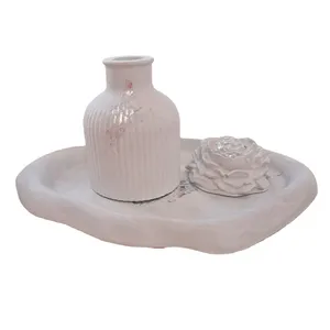 ست گلدان و جاعودی سنگی کد b290 به همراه سینی