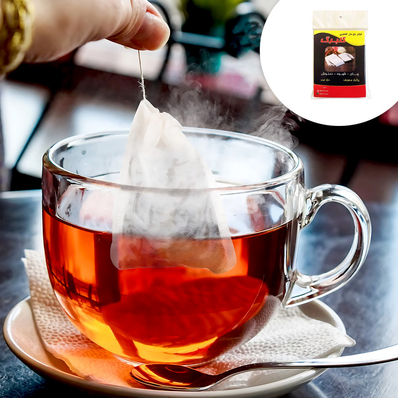 فیلتر چای مدل نخ دار گلبرگ بسته 50 عددی