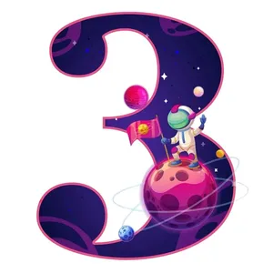 استند رومیزی تولد مدل عدد 3 طرح فضانورد