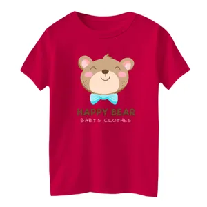 تی شرت آستین کوتاه بچگانه مدل خرس خوشحال رنگ سرخابی