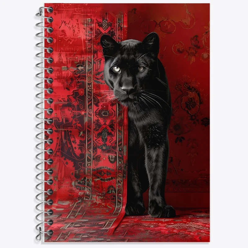 دفتر نت موسیقی 50 برگ خندالو طرح ببر سیاه و نقش فرش کد F5056