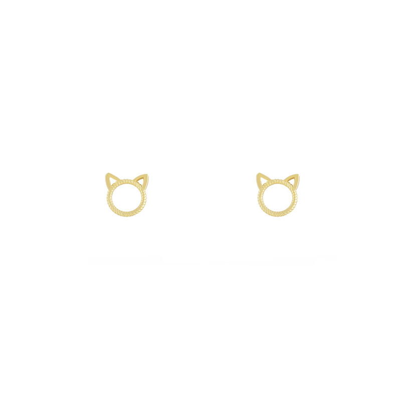 گوشواره طلا 18 عیار زنانه طلا و جواهر درریس مدل گربه 