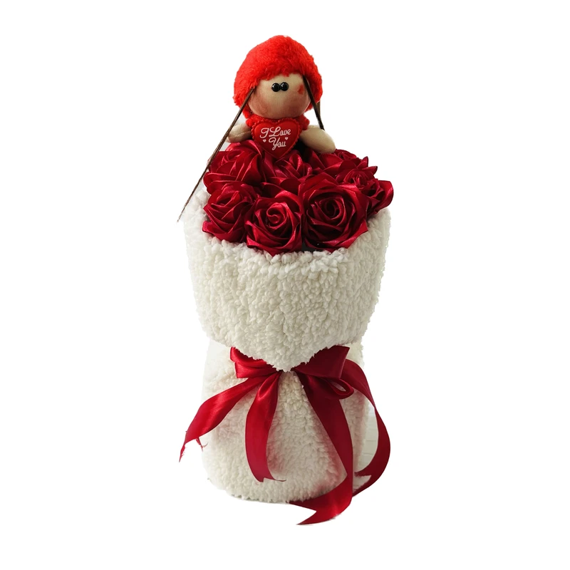 عروسک روسی طرح دسته گل مدل بوکت تدی ارتفاع 35 سانتی متر