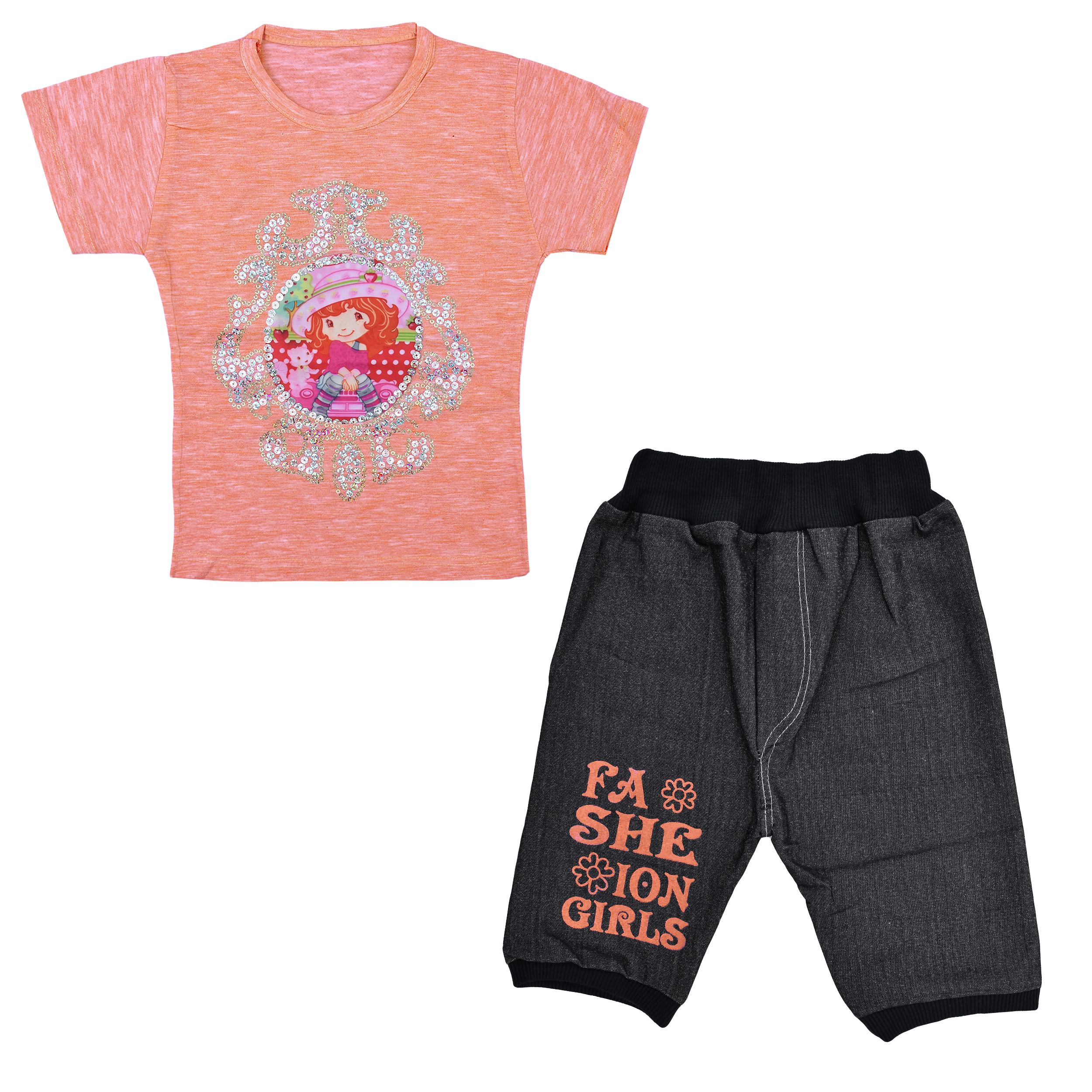 ست تی شرت و شلوارک نوزادی دخترانه کد 2025GOTO