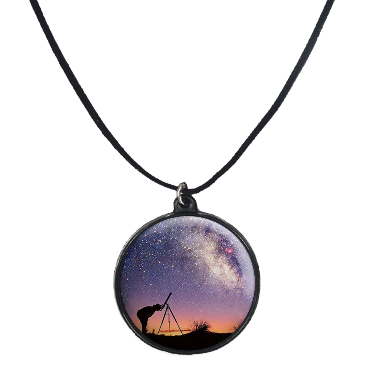 گردنبند پرمانه طرح ستاره و کهکشان کد pmb.25674 مدل دو طرفه