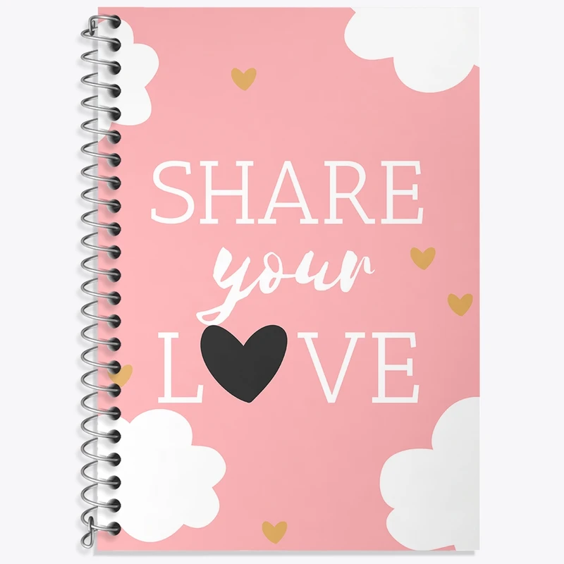 دفتر زبان 50 برگ خندالو مدل دو خط طرح Share Your Love کد N142