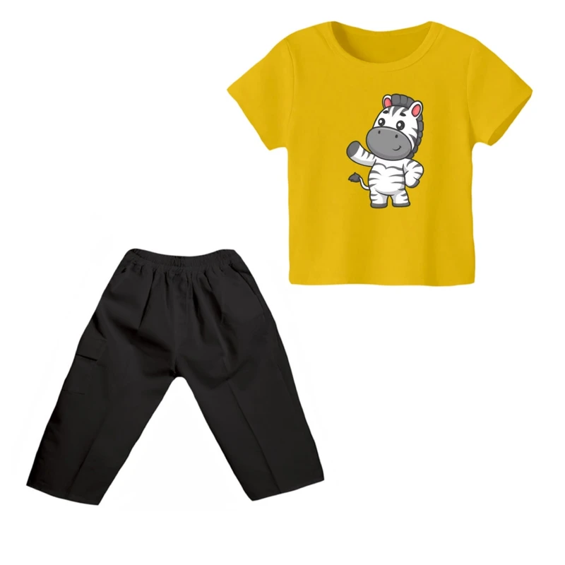 ست تی شرت و شلوارک پسرانه مدل گورخر کد 6