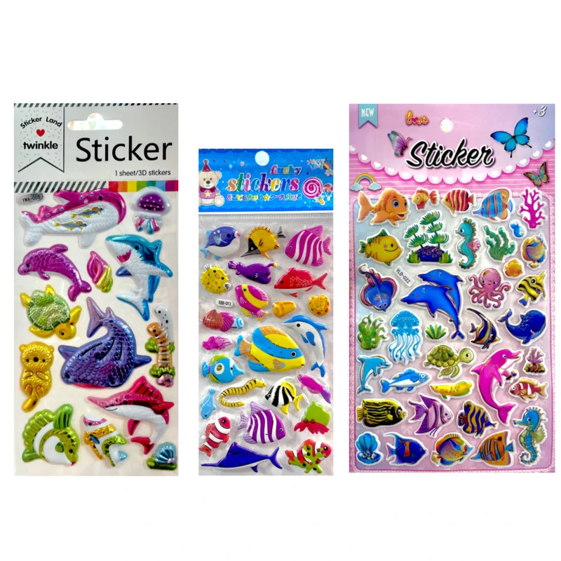 برچسب طرح حیوانات دریایی بسته 3 عددی