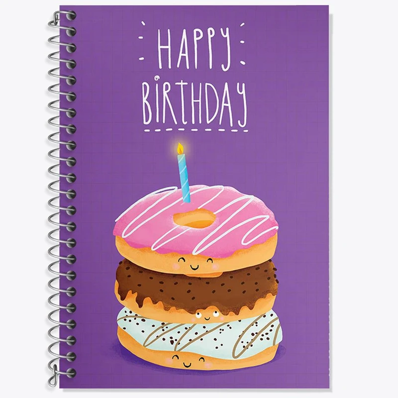 دفتر زبان 50 برگ خندالو مدل دو خط طرح تولد کد 28074