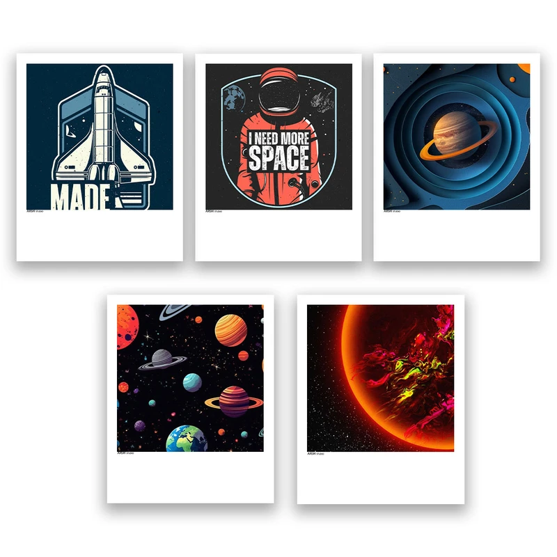 آویز تزیینی عرش مدل فانتزی فضا و کهکشان کد Asa987 مجموعه پنج عددی