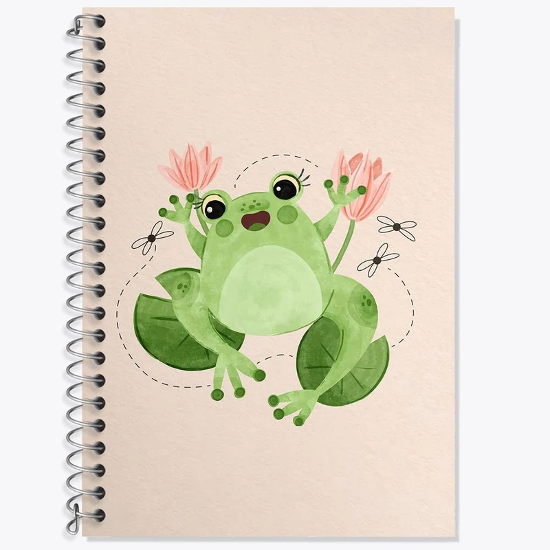 دفتر زبان 50 برگ خندالو مدل سه خط طرح قورباغه کد 29165