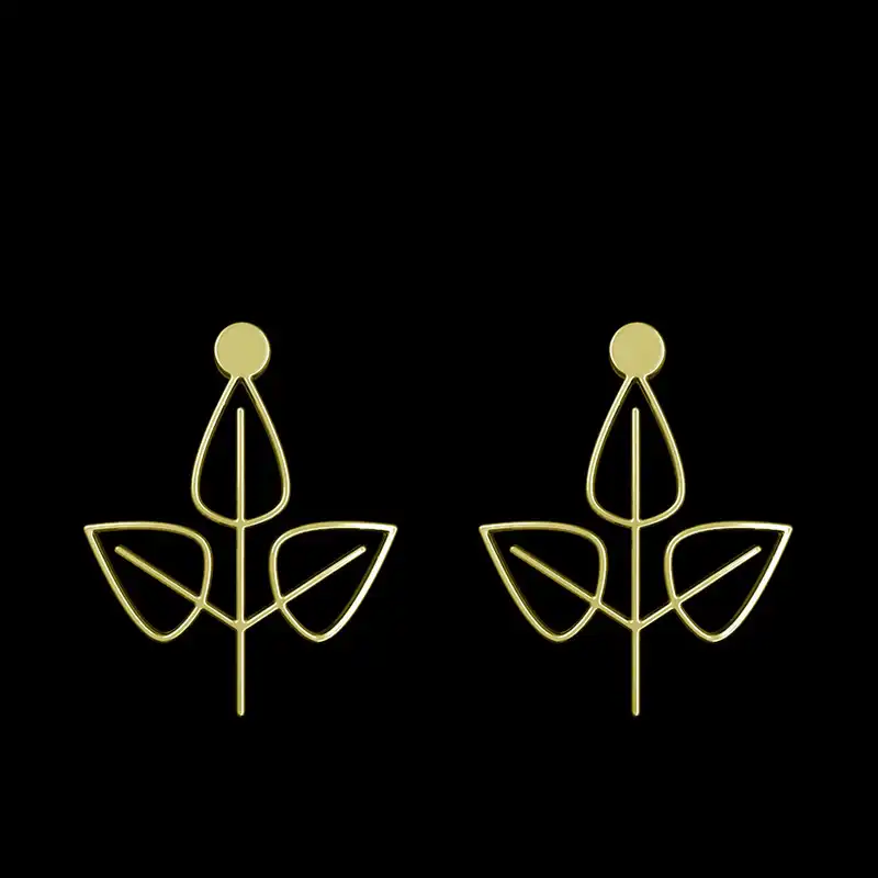 گوشواره طلا 18 عیار زنانه مدوپد مدل برگ کد GA1-15885