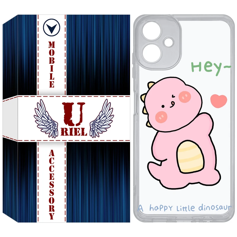 کاور یوریل مدل Clear کد 26 طرح دایناسور صورتی مناسب برای گوشی موبایل سامسونگ Galaxy A06