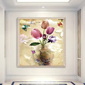 پوستر دیواری سه بعدی مدل گلدان گل لاله DVRF1359