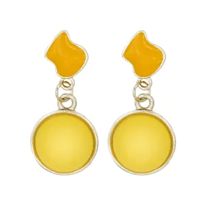 گوشواره دخترانه مدل دایره زرد