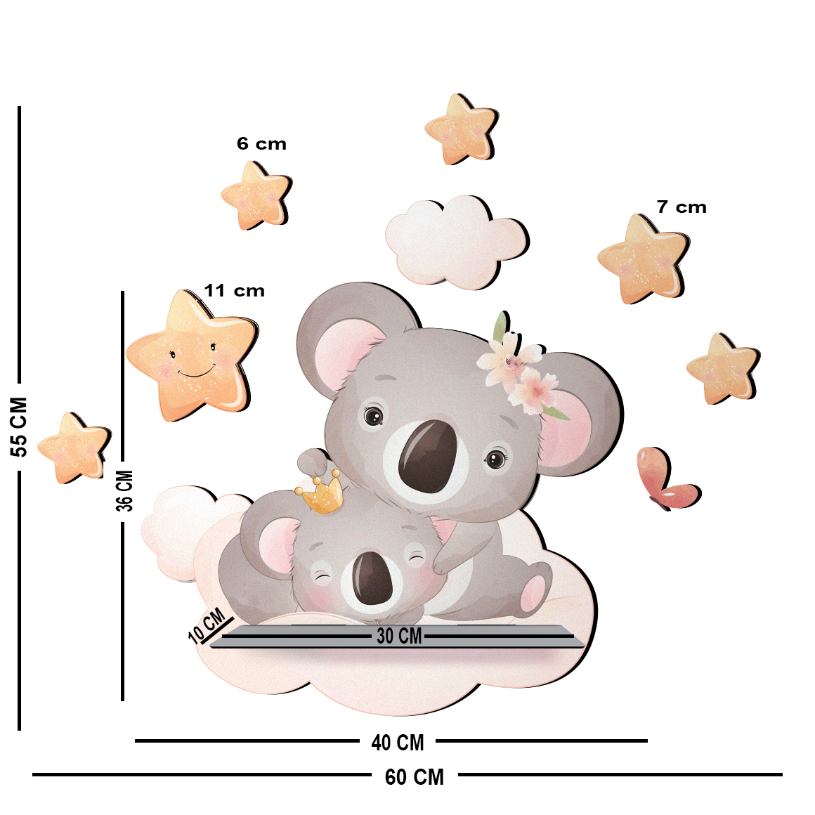 شلف دیواری اتاق کودک باروچین مدل کوالاها کد sh-43