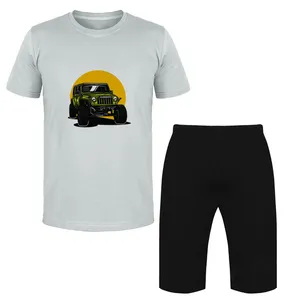 ست تی شرت و شلوارک مردانه مدل آفرود کد Da 437T رنگ طوسی