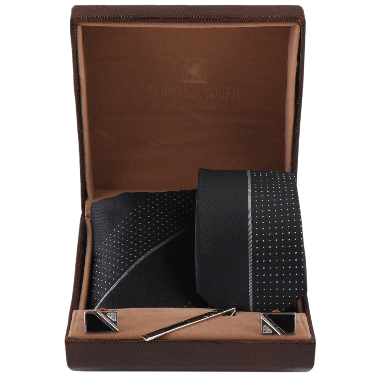 ست کراوات و دستمال جیب و دکمه سردست مردانه فرانکو فروزی مدل F-101850