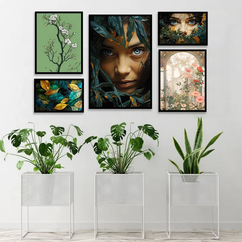 تابلو بکلیت طرح نقاشی مدرن مدل شاین اکلیلی B-1192 مجموعه 5 عددی