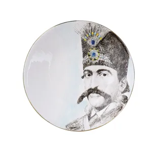 بشقاب دیوارکوب سفالی طرح قجری کد 865