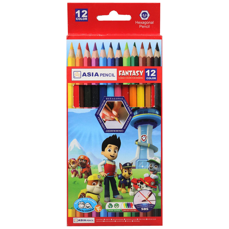 مداد رنگی 12 رنگ آسیا مدل Paw Patrol