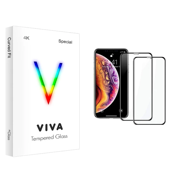 محافظ صفحه نمایش ویوا مدل 4K مناسب برای گوشی موبایل اپل iPhone X/XS بسته 2 عددی