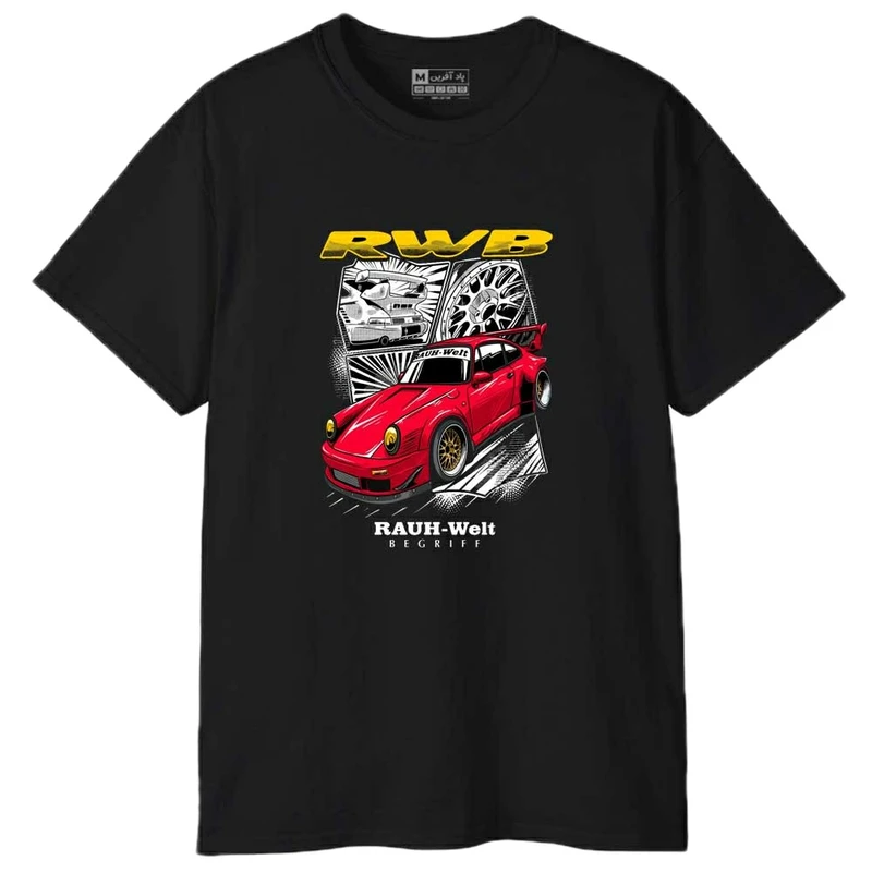 تی شرت آستین کوتاه مردانه پاد آفرین مدل اسپرت طرح ماشین کد 01103