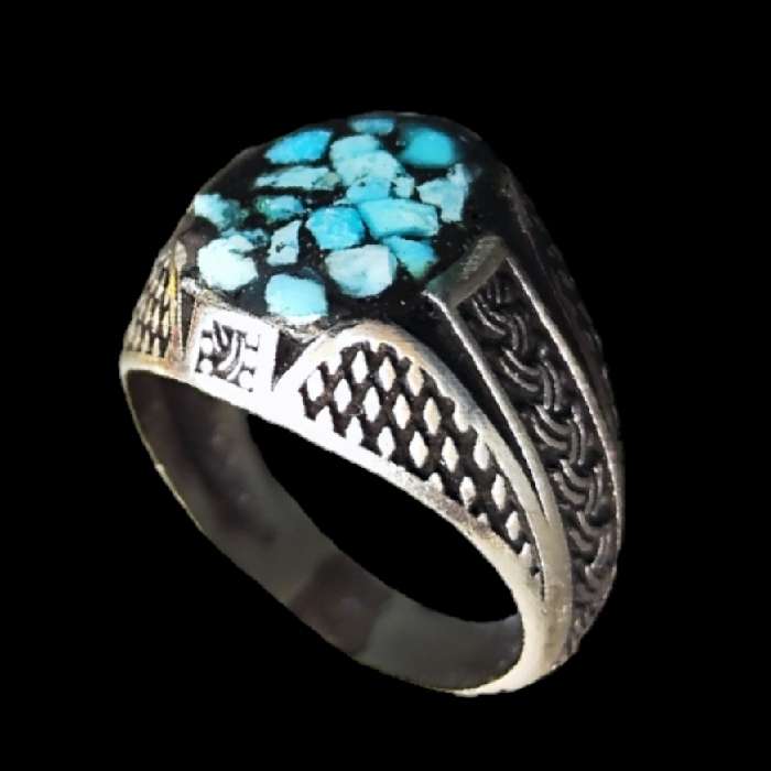 انگشتر مردانه مدل فیروزه نیشابور کد 214