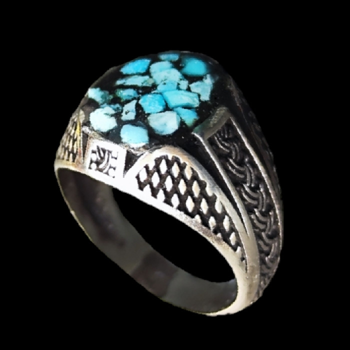 انگشتر مردانه مدل فیروزه نیشابور کد 214