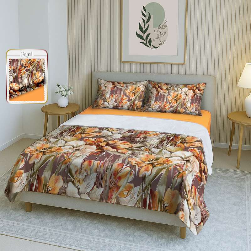 سرویس ملحفه دو نفره 4 تکه پامیل مدل RI950SQ