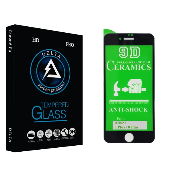 محافظ صفحه نمایش 9D دلتا مدل HD مناسب برای گوشی موبایل اپل iphone 7 plus / 8 plus