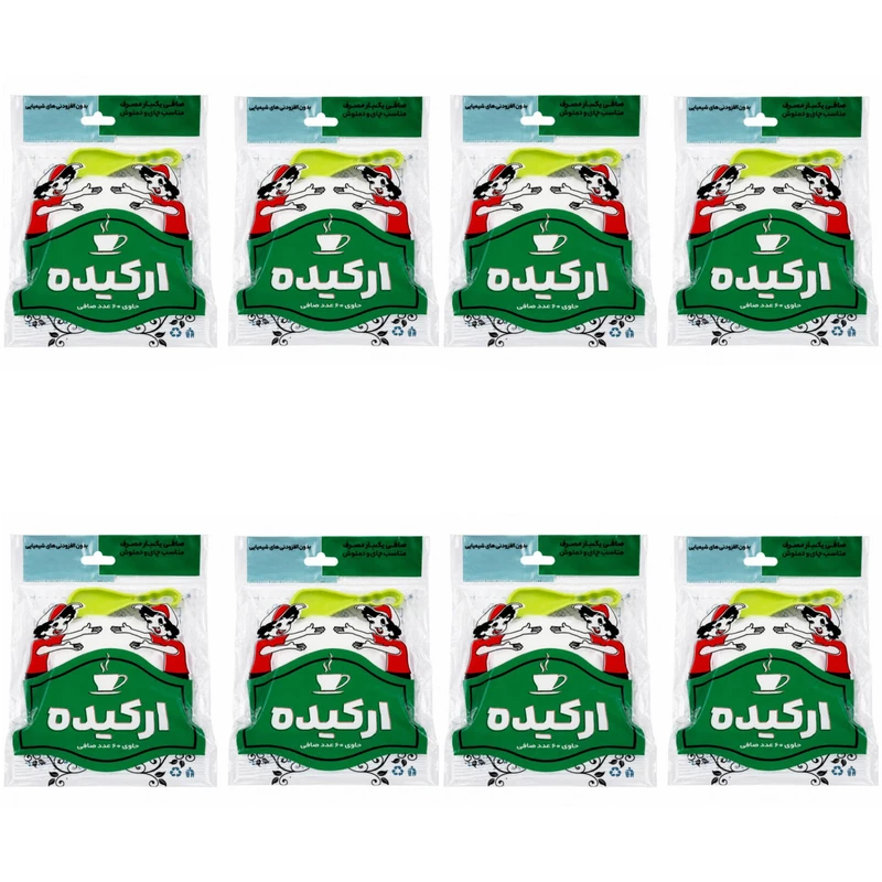 فیلتر چای ارکیده مدل کیسه ای 8 بسته 60 عددی به همراه قاشق