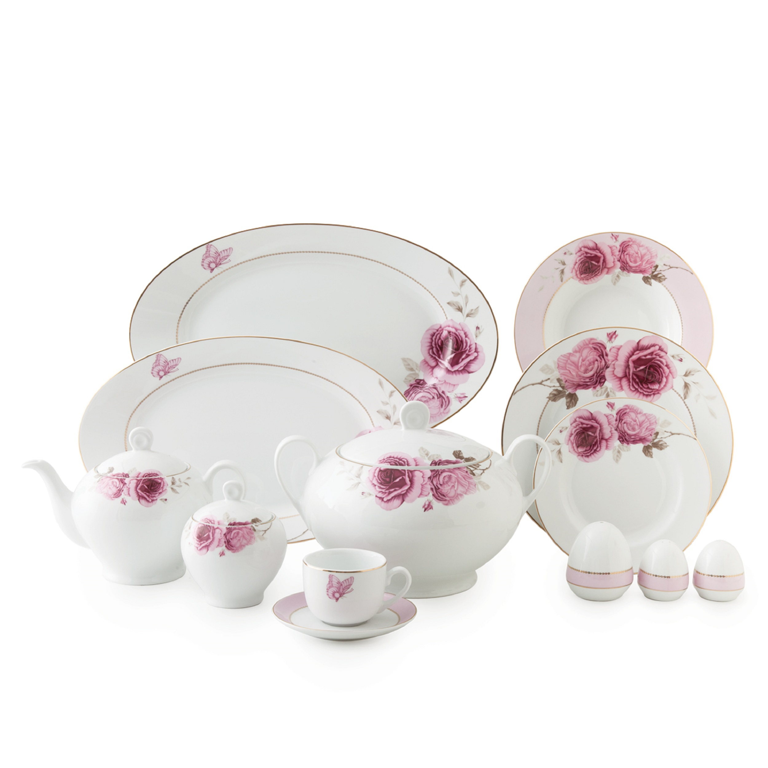 سرویس 102 پارچه چینی زرین ایران سری ایتالیا اف مدل Rose Flower درجه یک