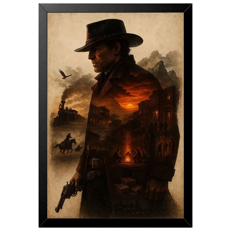 تابلو بکلیت طرح گیمینگ ردد red dead redemption 2 مدل B-po2319 فریم مشکی