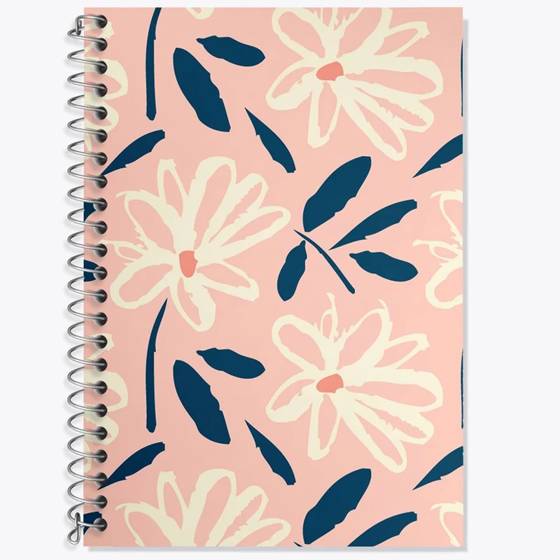 دفتر زبان 50 برگ خندالو مدل دو خط طرح گل گلی کد 29009