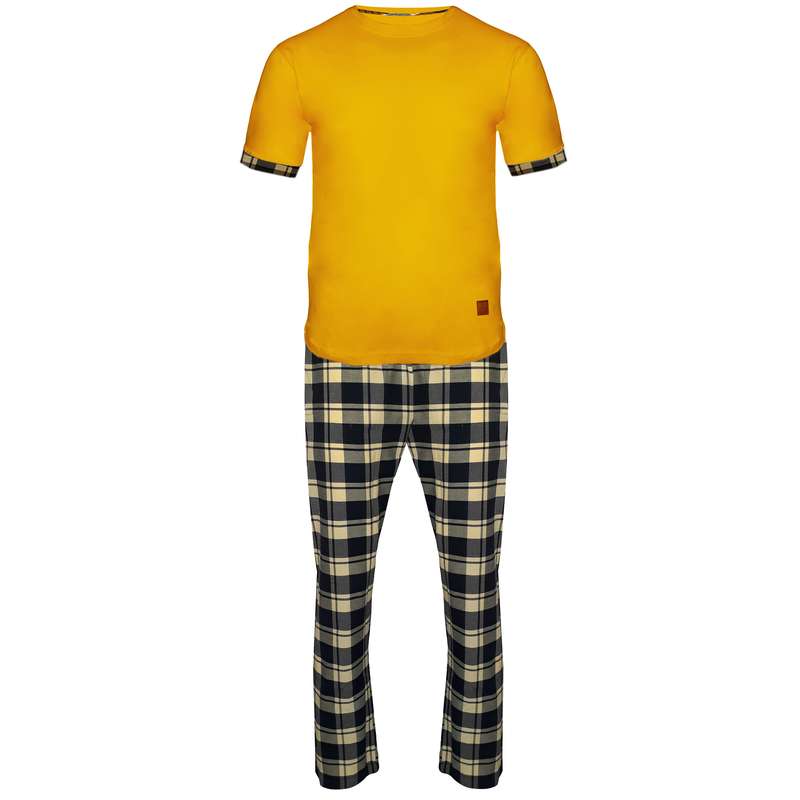 ست تی شرت و شلوار مردانه لباس خونه مدل طه 000604 کد 6294789 رنگ زرد