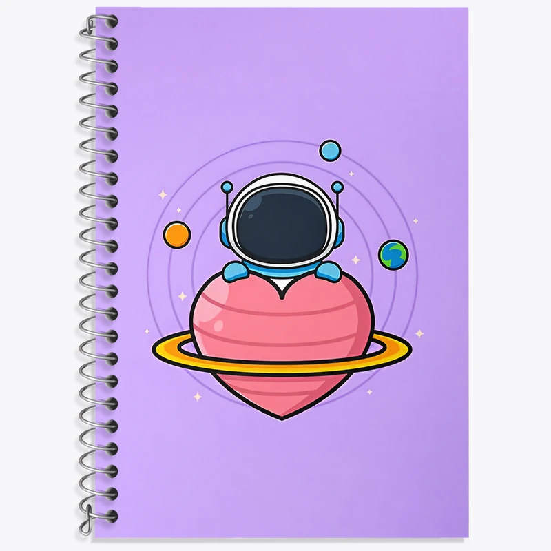 دفتر زبان 50 برگ خندالو مدل سه خط طرح فضانورد بامزه کد N5170