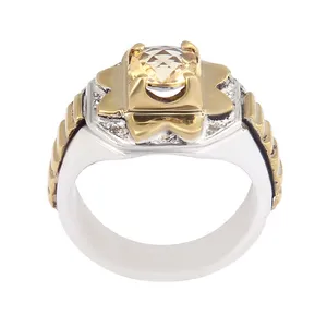 انگشتر نقره مردانه بازرگانی میلادی مدل سنگ سیترین رکاب دست ساز کد AM_2520