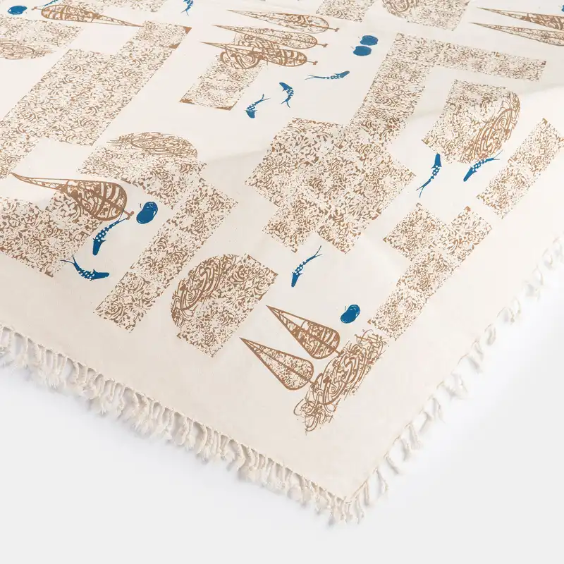 رومیزی چاپ دستی گدار مدل باغ کاشی