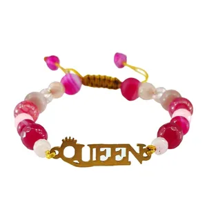 دستبند زنانه مدل استیل کد Queen01 mahsanسنگ عقیق