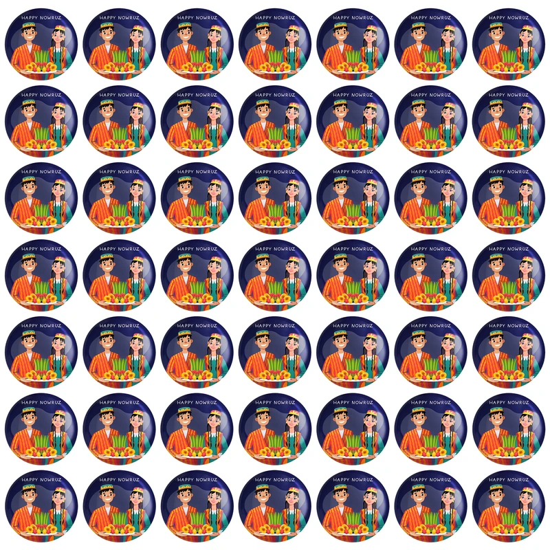 مگنت خندالو مدل تبریک عید نوروز و سال نو کد 25574 بسته 49 عددی