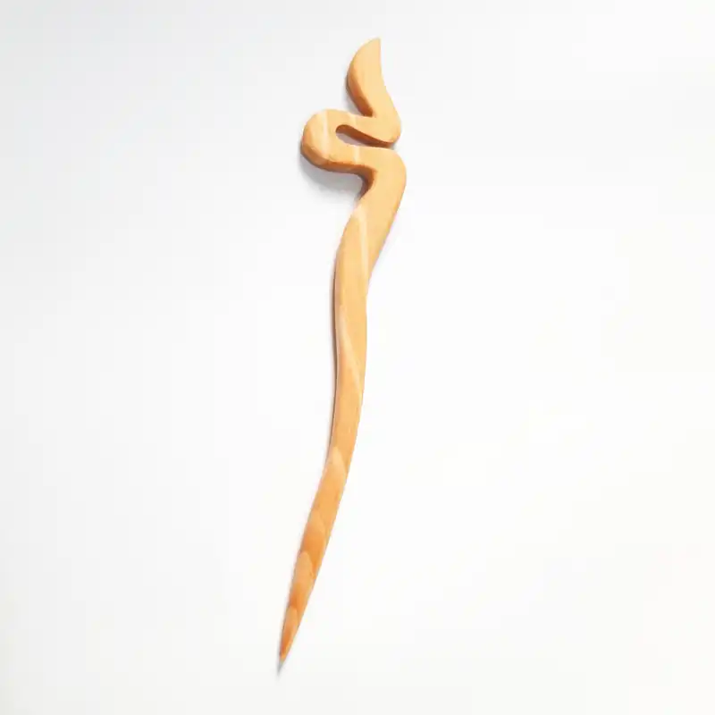 گیره مو زنانه مدل کانزاشی پین مو چوبی دست ساز طرح مار