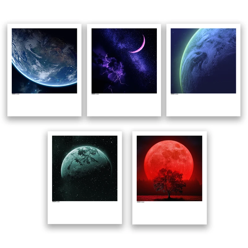 آویز تزیینی عرش مدل فانتزی ماه و کهکشان کد Asa245 مجموعه پنچ عددی