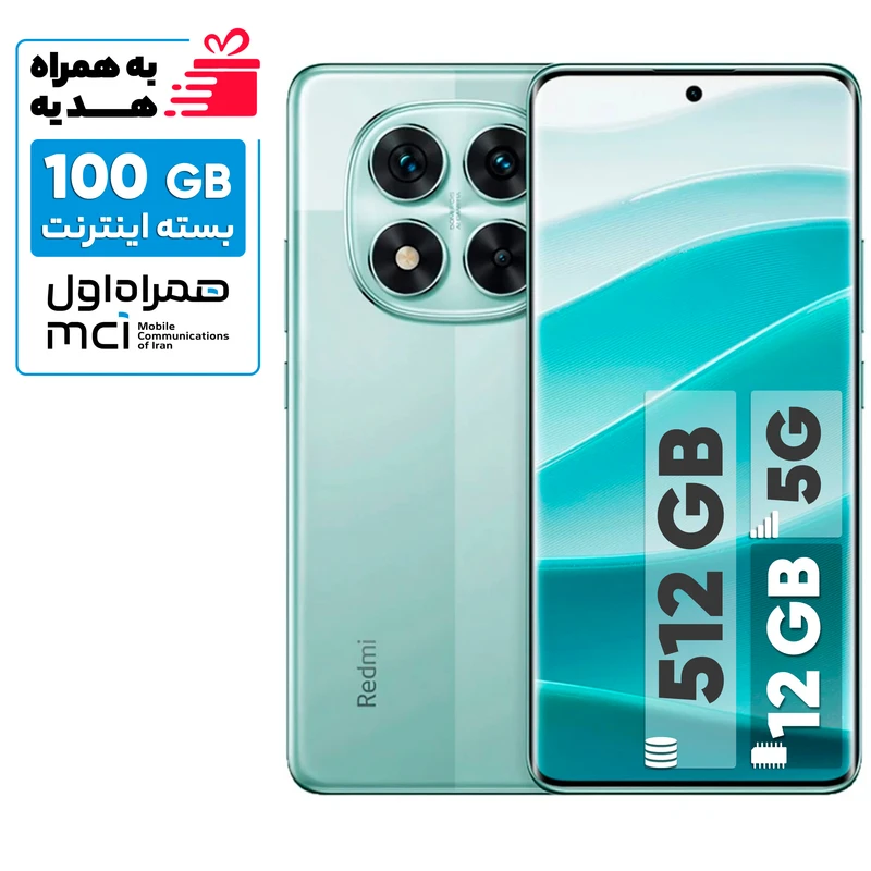 گوشی موبایل شیائومی مدل Redmi Note 14 Pro 5G دو سیم کارت ظرفیت 512 گیگابایت و رم 12 گیگابایت-به همراه بسته اینترنت 100 گیگابایتی یک ماهه همراه اول