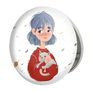 آینه جیبی خندالو طرح دختر مدل تاشو کد 5564 