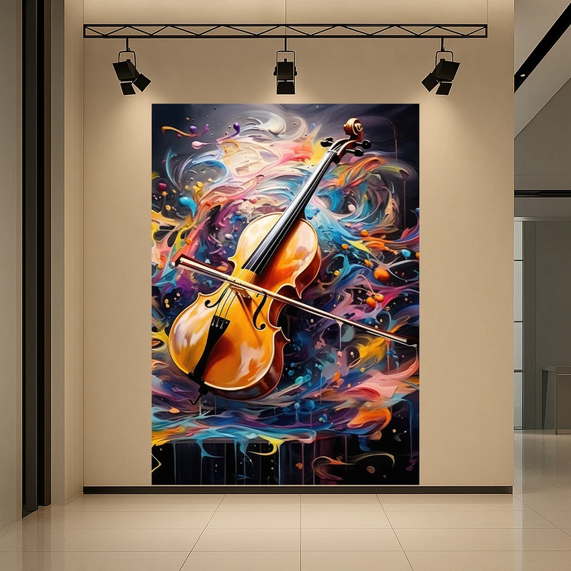 تابلو بوم طرح مخمل نقاشی انتزاعی مدل ویالن کد AR3059225