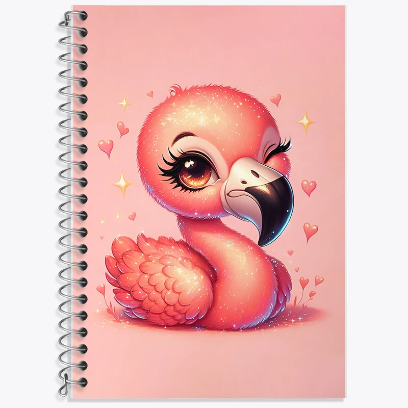 دفتر زبان 50 برگ خندالو مدل سه خط طرح فلامینگوی بامزه کد F8423